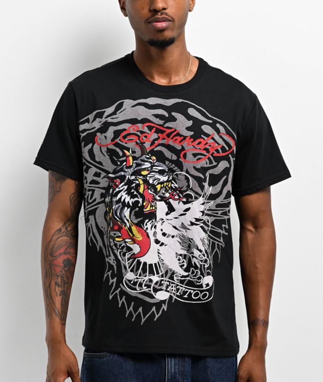 Ed Hardy Panther Snake Vintage 半袖 Tシャツ Ed Hardy Panther Snake Short Sleeve Tee - Light Blue