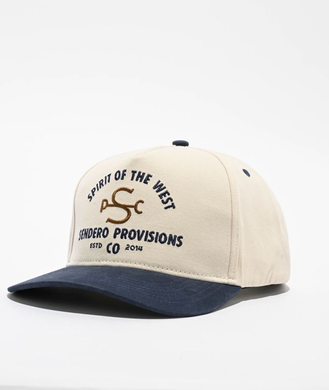 Sendero S Bar Cream & Blue Snapback Hat - Sendero Provisions