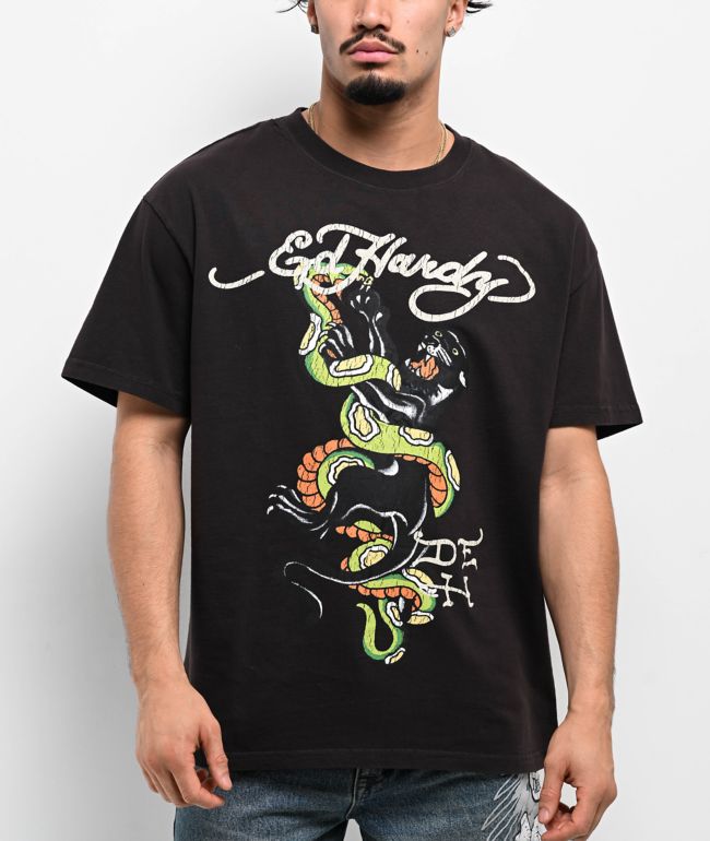 Ed Hardy Japan Wolf Vintage Black T-Shirt | Zumiez