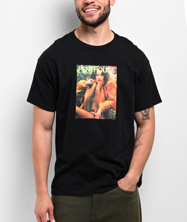 40s& Shorties x Penthouse Cover Girl Black T-Shirt - 40s & Shorties