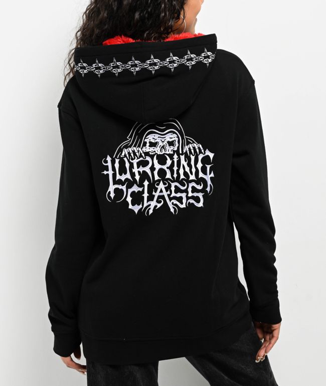 新品未使用　24-25 LURKING CLASS FIRE SKULL 153 Lurking Class by Sketchy Tank Dumpster Fire Black Zip Hoodie