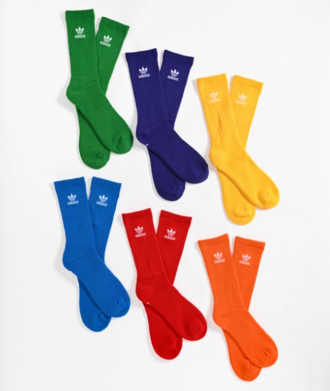 adidas Originals Trefoil Rainbow 6-Pack Crew Socks - adidas