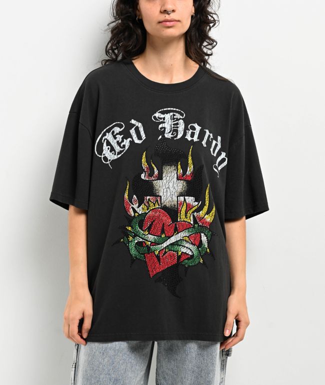 Ed Hardy Dagger Snake Navy Boxy T-Shirt | Zumiez