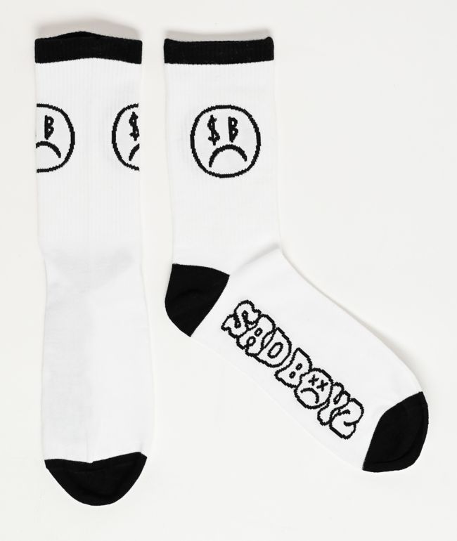 $AD BOYZ By Junior H Logo White Crew Socks - SAD BOYZ