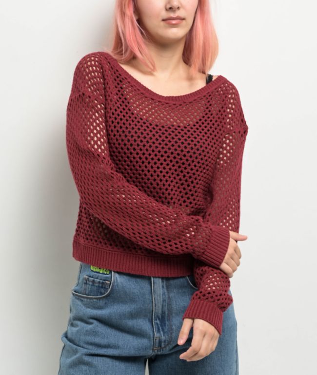 Spicychix Grey Open Knit Long Sleeve Crop Sweater | Zumiez