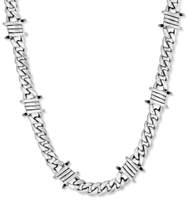 Half Hearted Barbwire 10mm 20" Silver Chain Necklace - Half Hearted