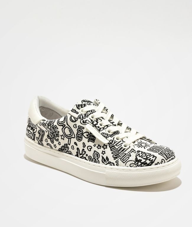 D'Amelio Footwear x Sharpie Coffee Print White Shoes - D'Amelio Footwear