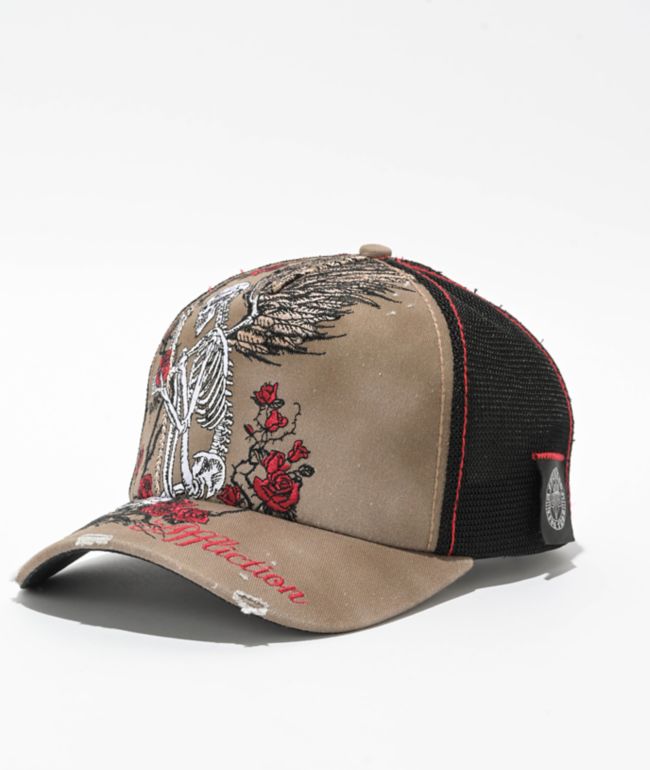 Affliction Winged Reaper Brown & Black Trucker Hat - Affliction