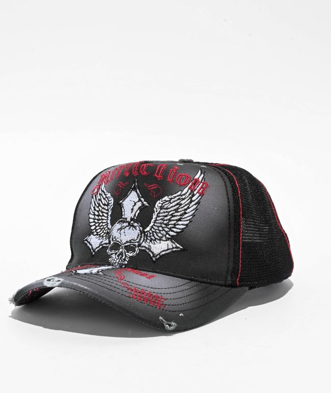 Affliction Live Fast Black Wash Trucker Hat - Affliction