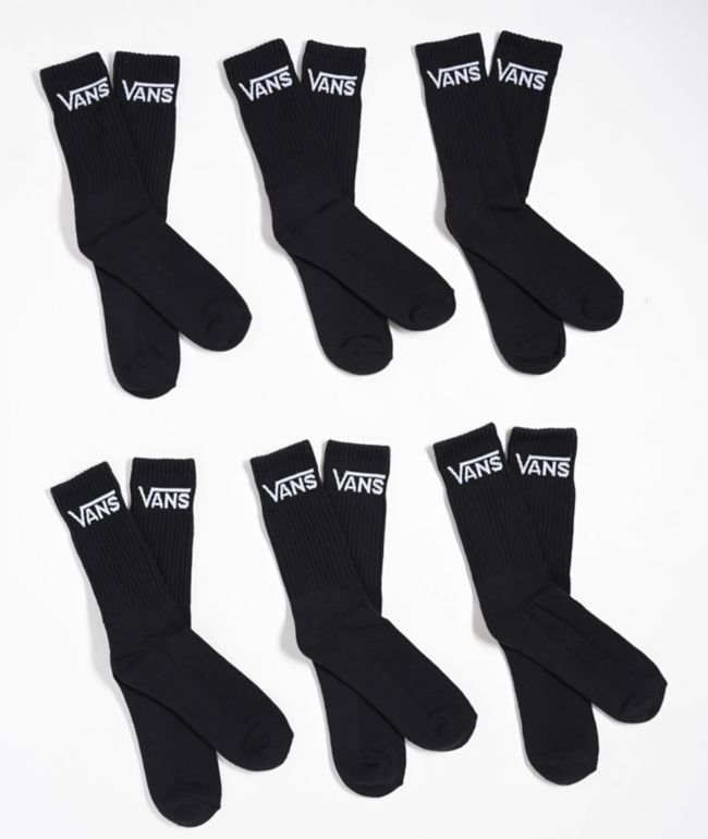 Vans Classic 6-Pack Black Crew Socks - Vans