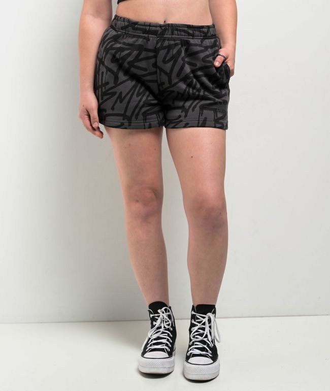 Empyre Jules Graffiti Raven Black Sweat Shorts - Empyre