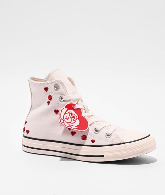 Converse Chuck Taylor All Star Love Me White & Red High Top Shoes - Converse