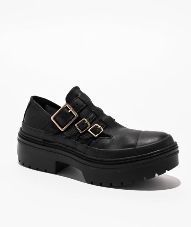 T.U.K. Burnished Contrast Stitch Double Decker Brogue Black T.U.K. Burnished Contrast Stitch Double Decker Brogue Black
