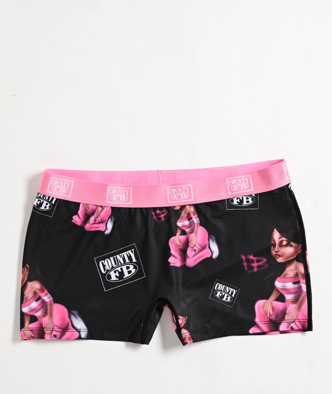 FB County Homegirl Black & Pink Boyshort Underwear - FB County