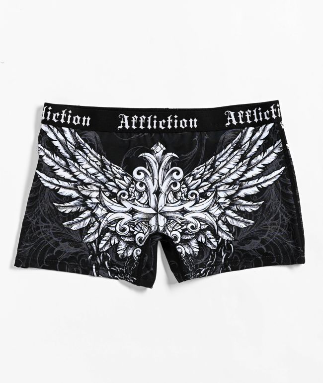Affliction Empower Black & White Boyshort Underwear - Affliction