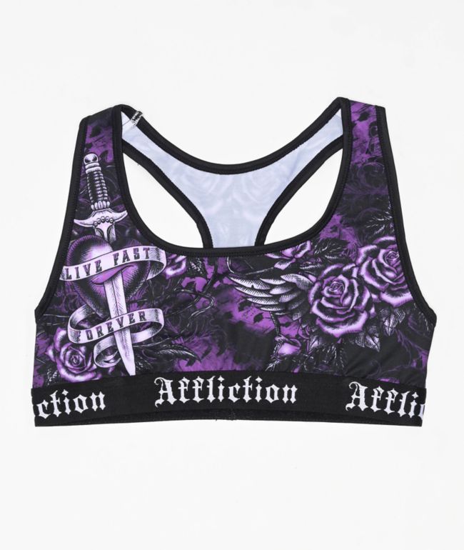 Affliction Carbon Purple Sports Bra - Affliction