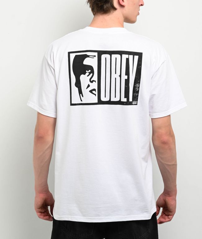 Obey Bold Icon Face Charcoal T-Shirt | Zumiez