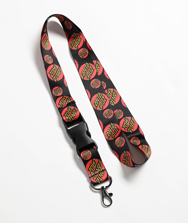 Santa Cruz Classic Dot Allover Black Lanyard - Santa Cruz Skate