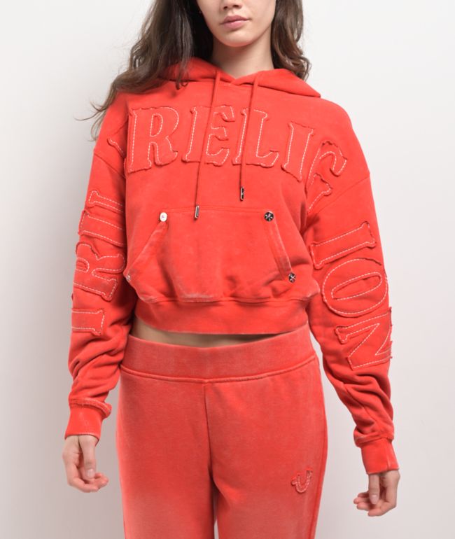 True Religion Vintage Applique Logo Scarlet Hoodie - True Religion