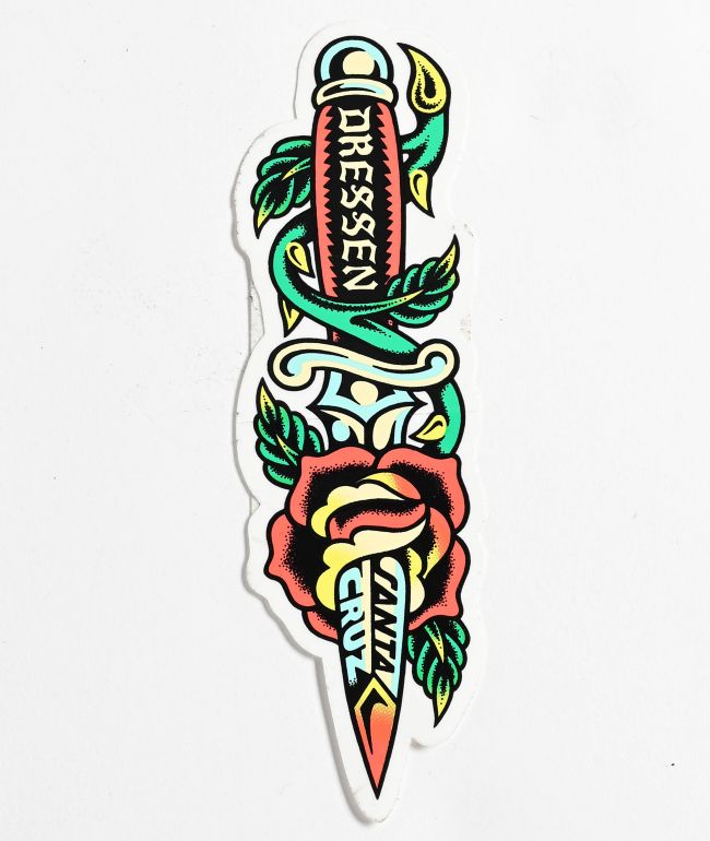 Santa Cruz Dressen Rose Dagger Sticker - Santa Cruz Skate