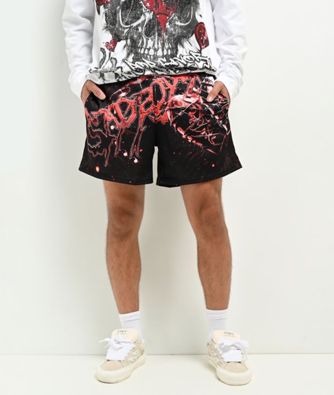 SAD BOYZ by Junior H X Lost Hills Barbed Wire Black Mesh Shorts