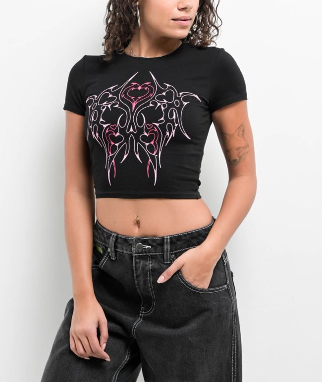 Vitriol Lina Dark Rave Black Crop T-Shirt - Vitriol