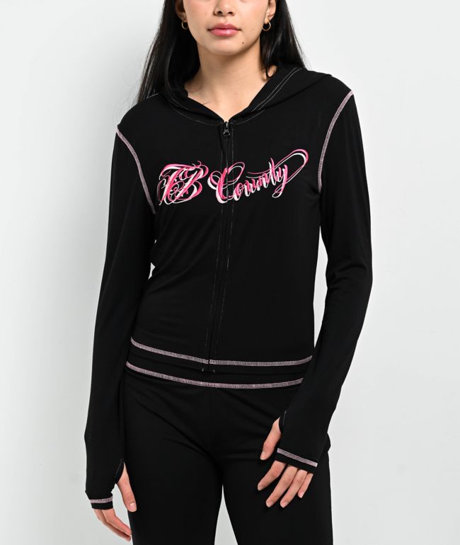 FB County Black Velour Zip Hoodie | Zumiez
