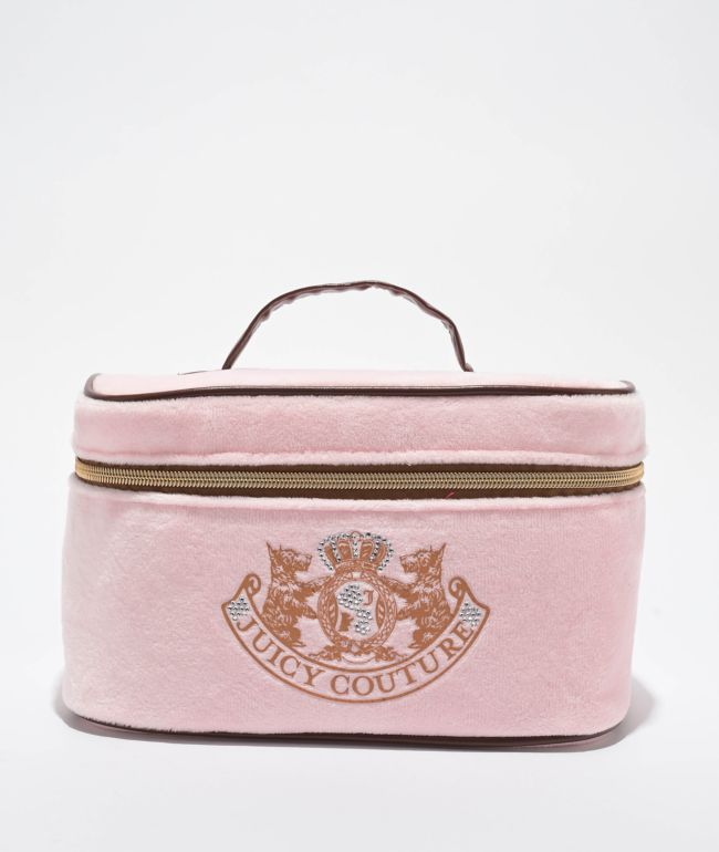 Juicy Couture Foil Logo Pink Velour Makeup Bag - Juicy Couture