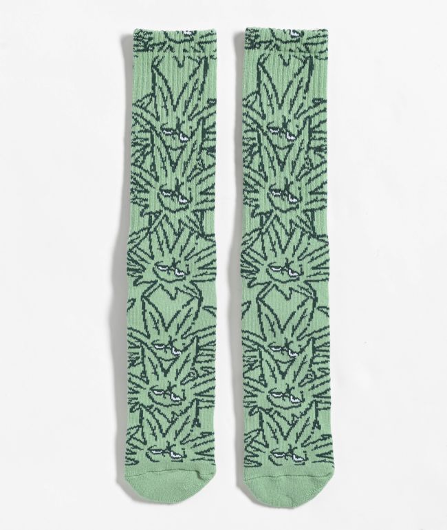 HUF Green Buddy Pattern Crew Socks - HUF