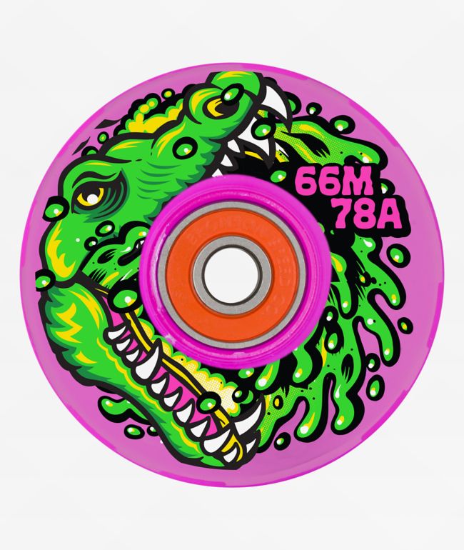 Slime Balls Light Ups LED Gator Swamp Spew 66mm 78a Pink Cruiser Skateboard Wheels - Slime Balls