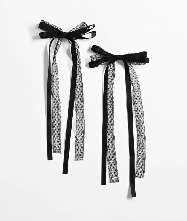 IGOU 2 Pack Black Lace Bow Barrettes - IGOU