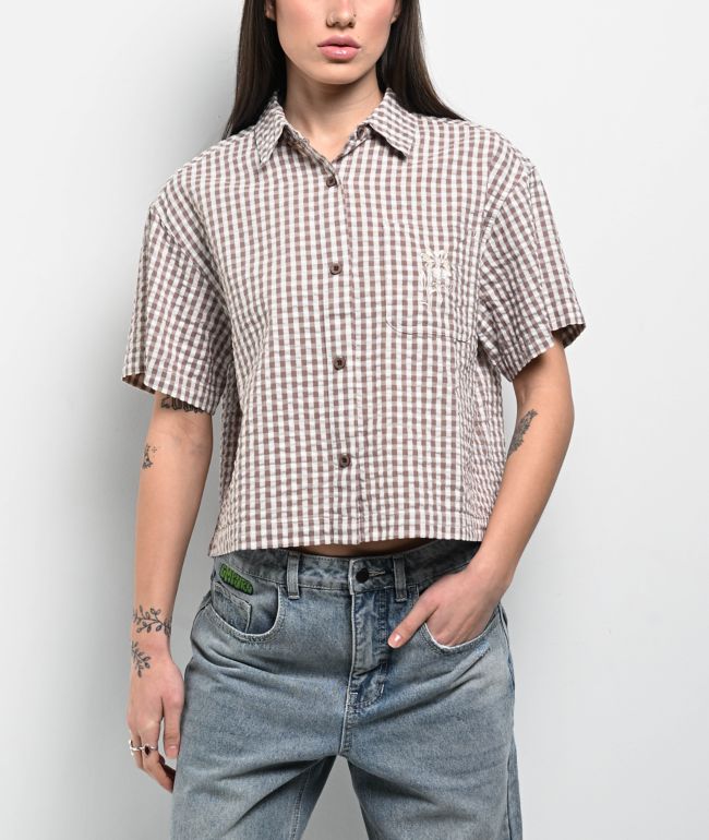 Monet Skateboards Frankie Brown Gingham Short Sleeve Button Up Shirt - Monet Skateboards