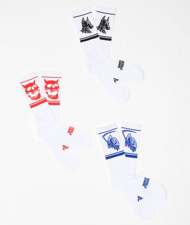 Broken Promises Vicious 3 Pack White Crew Socks - Broken Promises