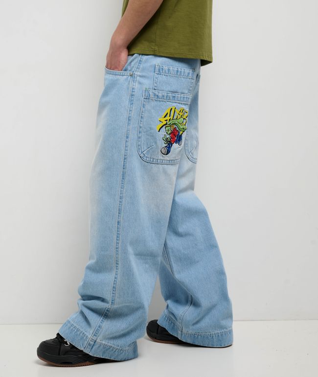 ★RAIVE★ Washing Denim Pants in L/Blue VJ4SL153AM Washing Denim Pants in L/Blue VJ4SL153-AM - 레이브