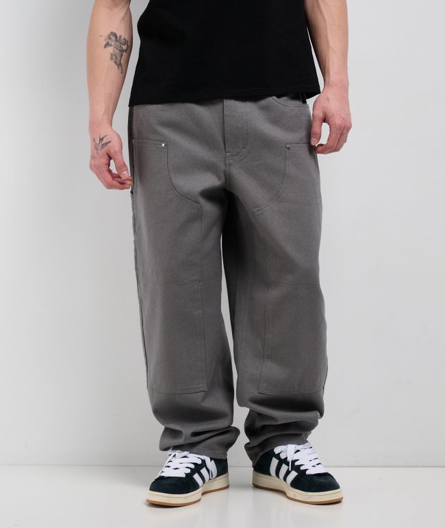 Empyre Double Knee Grey Loose Fit Canvas Carpenter Skate Pants  - Empyre
