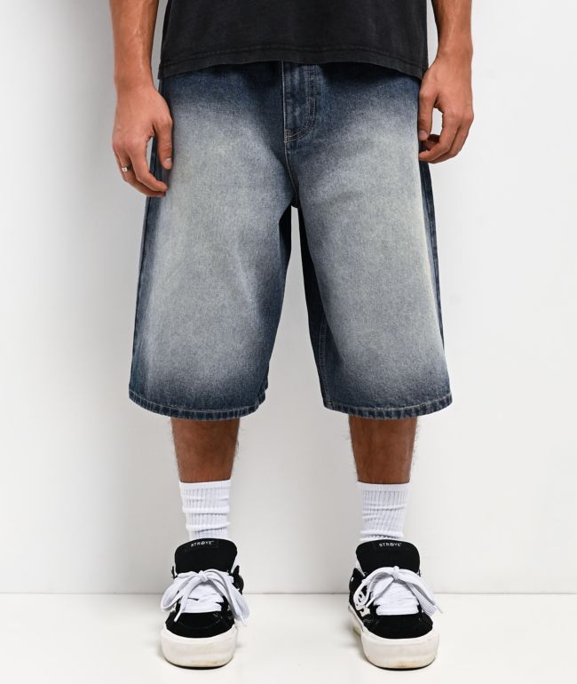 Empyre Ultra Loose Medium Blue Wash Denim Skate Shorts - Empyre