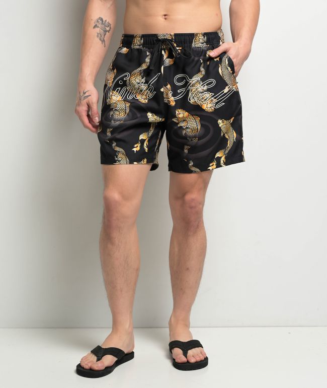 Ninth Hall Koi Black Board Shorts - Ninth Hall