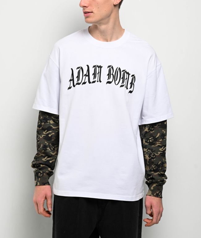 Adam Bomb White & Camo 2fer Long Sleeve T-Shirt - Adam Bomb