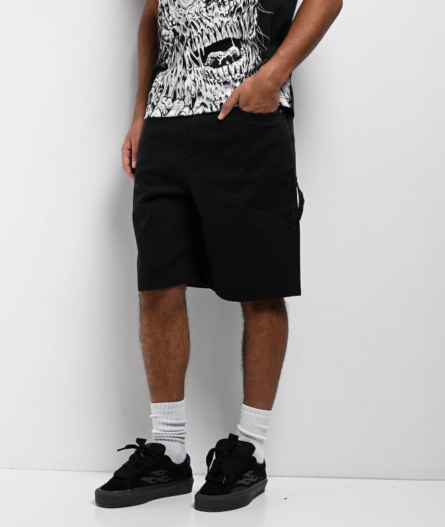 Ed Hardy x Broken Promises Love Scars Black Denim Shorts