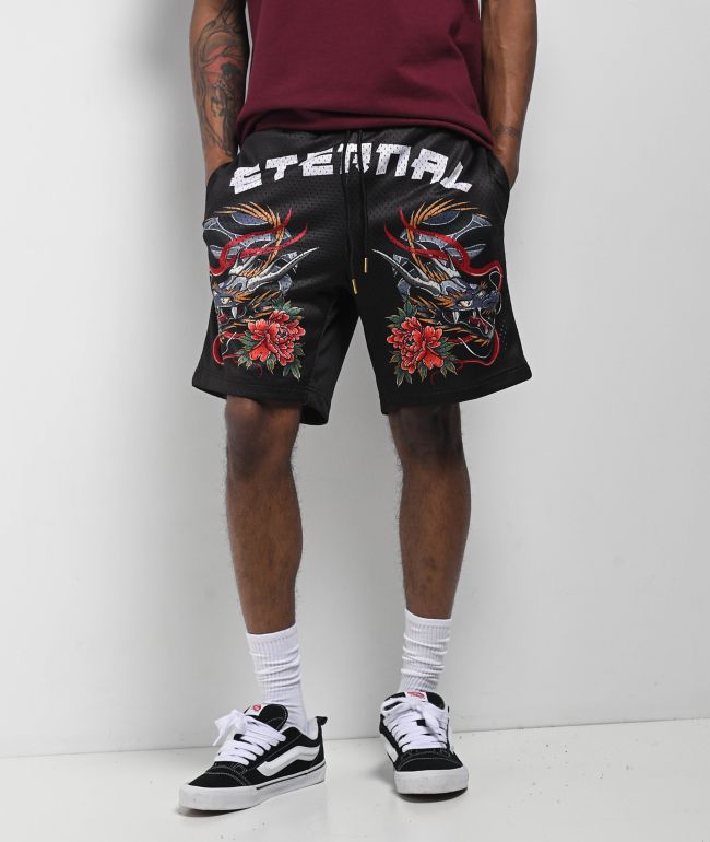 Ed Hardy × Broken Promises “Love Scars” デニムショーツ Ed Hardy x Broken Promises Love Scars Black Denim Shorts