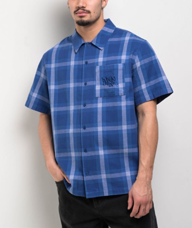 その他 tor FB County Checker Black & Grey Half Zip Short Sleeve Shirt