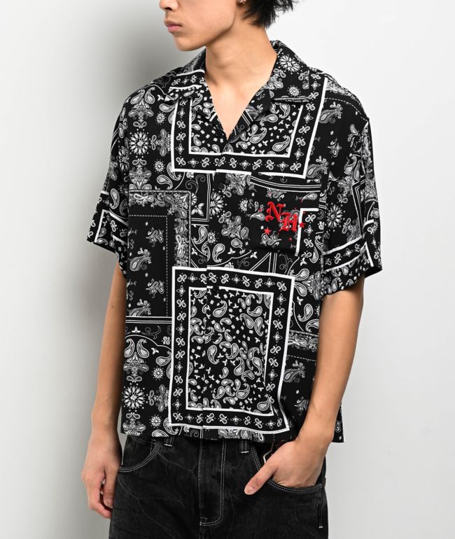 Ninth Hall Paisley Black Short Sleeve Button Up Shirt - Ninth Hall