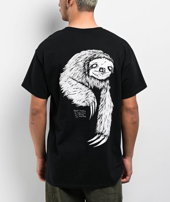 Welcome Sloth Black T-Shirt - Welcome Skateboards