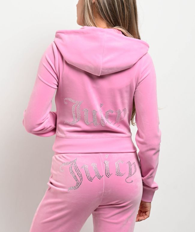 【Juicy Couture】 OG BIG BLING VELOUR HOODIE Pewter OG Big Bling Velour Hoodie - Juicy Couture