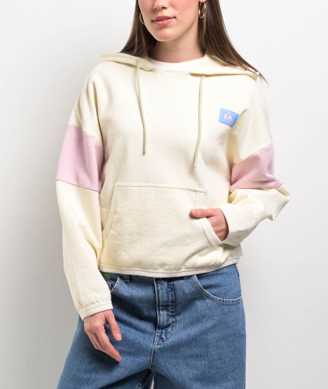 Quiksilver Wave Check Off White French Terry Boxy Hoodie - Quiksilver