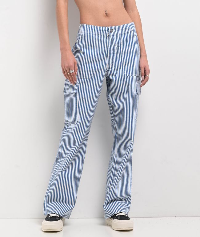 Quiksilver Lizzie Stripe Blue & White Cargo Pants - Quiksilver