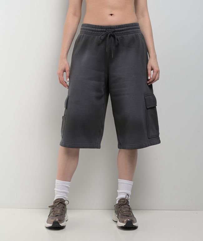 Ninth Hall Payton Charcoal Wash Relaxed Cargo Sweat Shorts - Ninth Hall