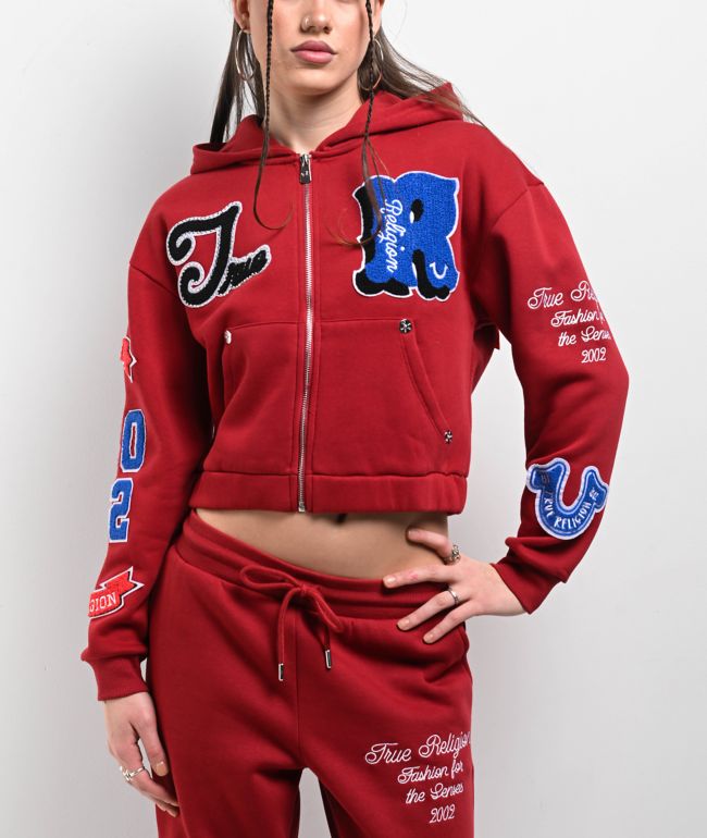 True Religion Varsity Red Dahlia Straight Leg Sweatpants