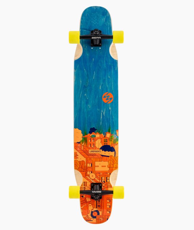 LANDYACHTZ カラフルロングボード Landyachtz Dinghy Shape 9 Chartreuse Longboard in Grey