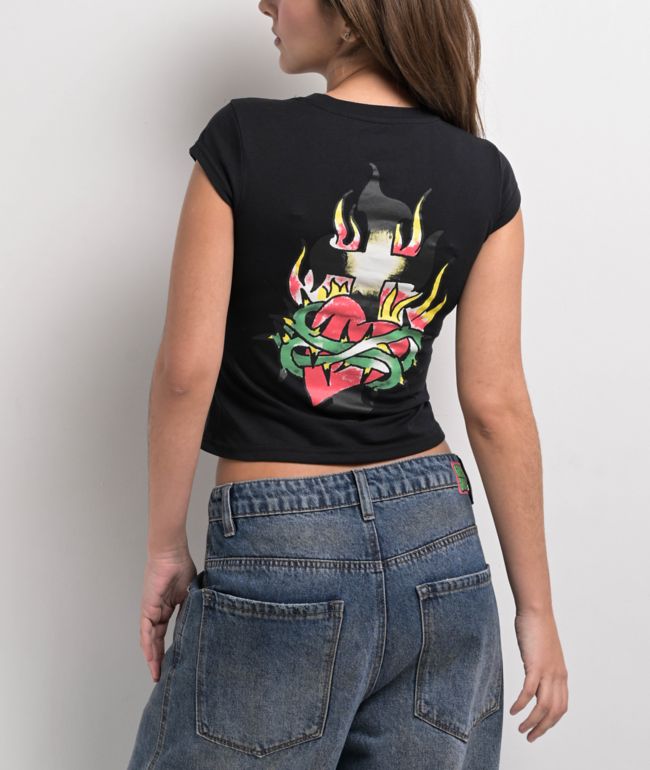 Ed Hardy Cherry Hot Pink Crop T-Shirt